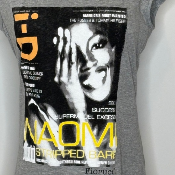 Fiorucci x Naomi Campbell Crewneck Gray Cotton Shirt Womens Size Small - Picture 2 of 9